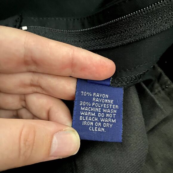 Vintage Ralph Lauren Polo Golf Trouser Pants Solid Black Pleat Leg Preppy Size 8 - Picture 8 of 8